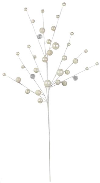 25"L Glittered Ball/Diamond Spray - White