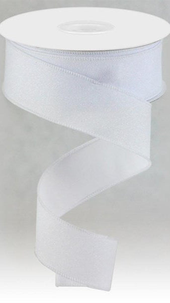 1.5" Shimmer Glitter Ribbon - White (10 Yards)