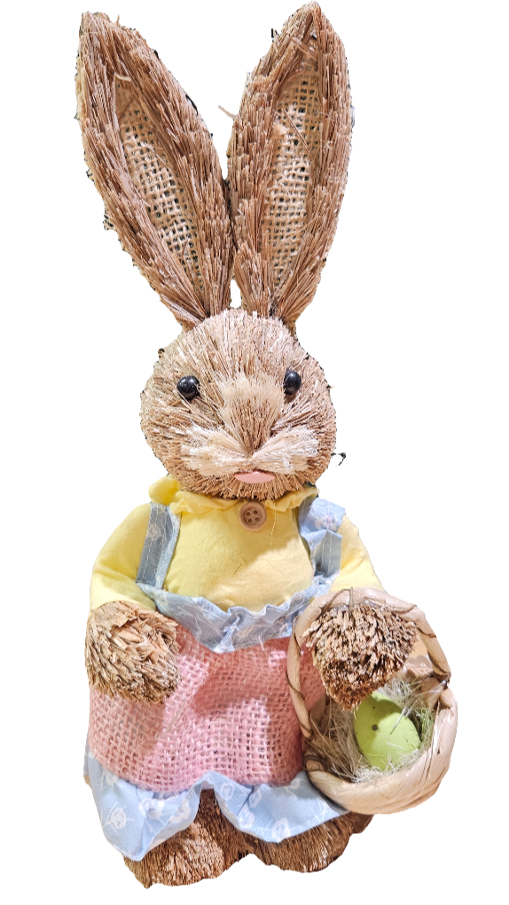 Straw Bunny w/ Clothing - 13"