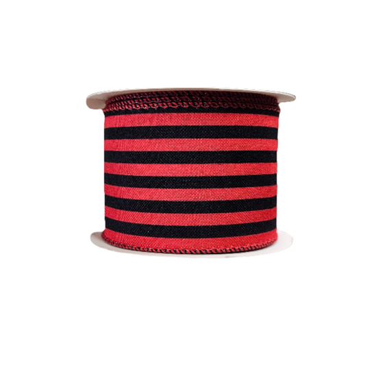 2.5" Horizontal Small Striped Ribbon: Red & Black (10 Yards)