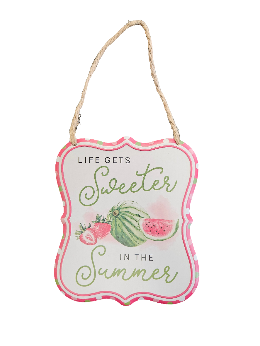 7"H X 6"L Embossed Tin Summer Fruit Sign