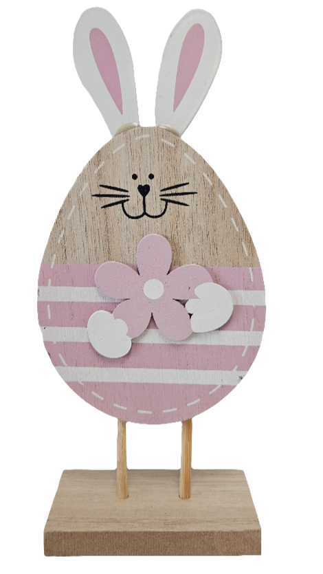 7" Easter Wooden Egg Shaped Bunny