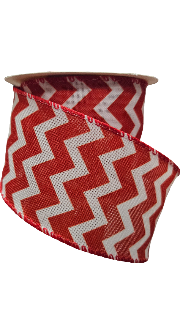 2.5" Chevron Ribbon: Color & White (10 Yards)