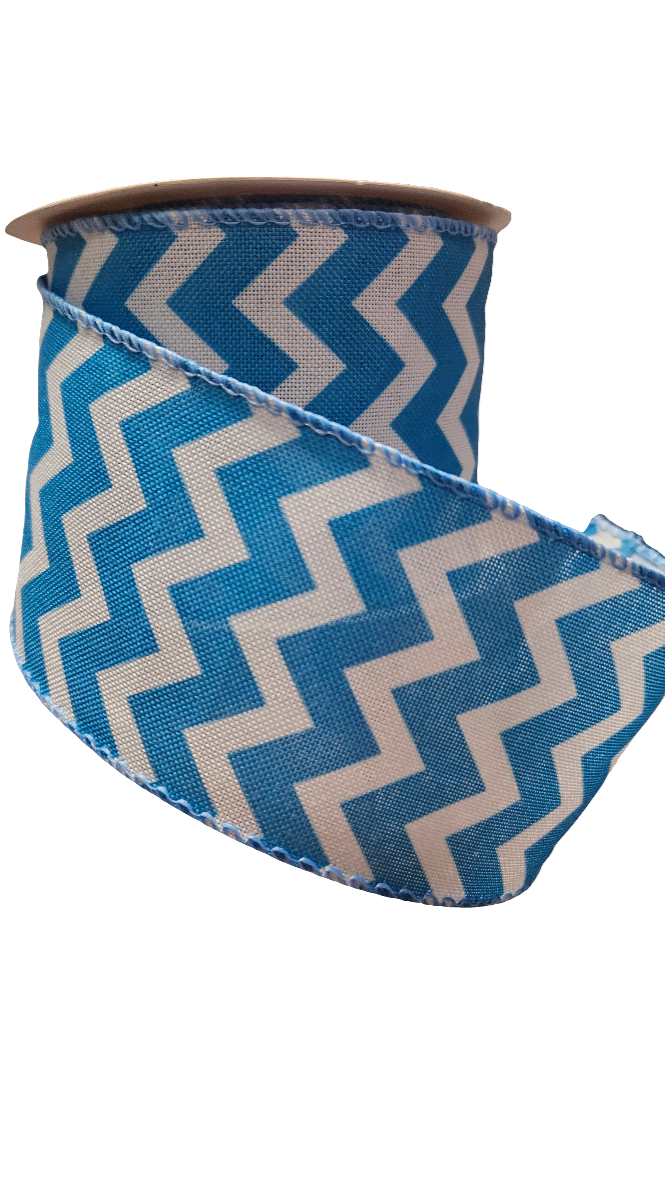 2.5" Chevron Ribbon: Color & White (10 Yards)