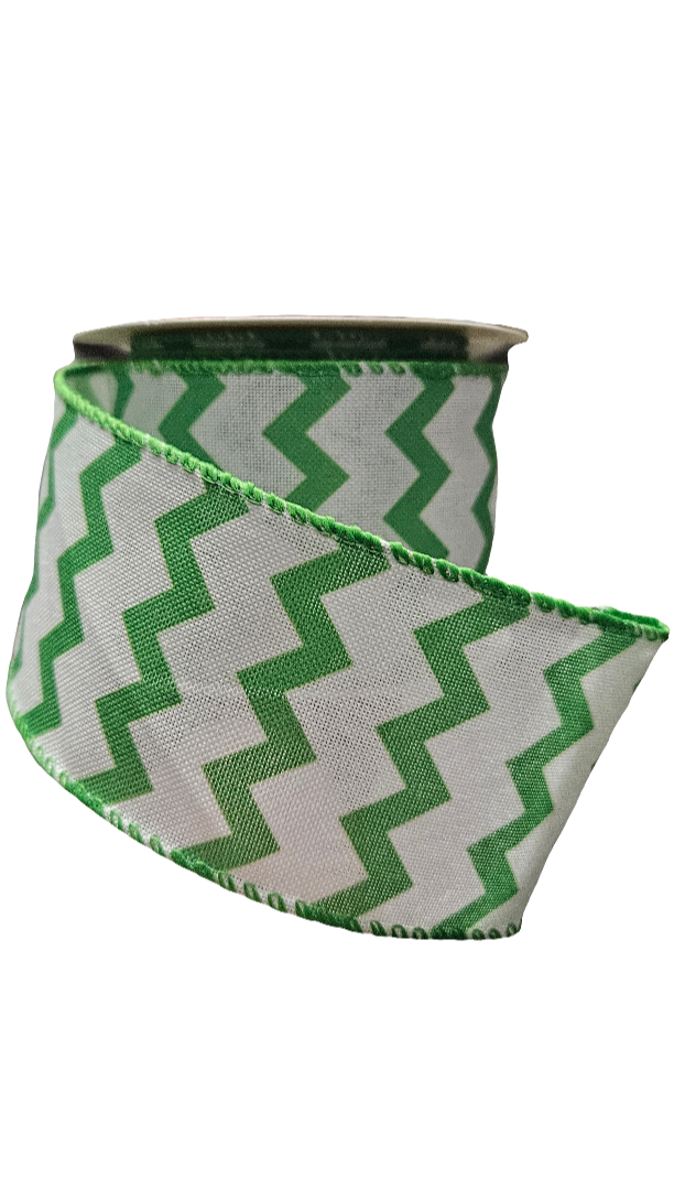2.5" Chevron Ribbon: Color & White (10 Yards)