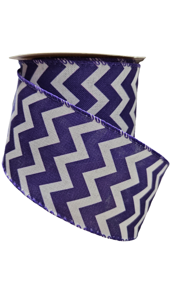 2.5" Chevron Ribbon: Color & White (10 Yards)