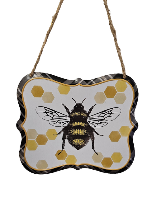 7” x 6” Embossed Tin Honey Bee Sign