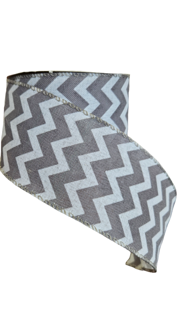 2.5" Chevron Ribbon: Color & White (10 Yards)