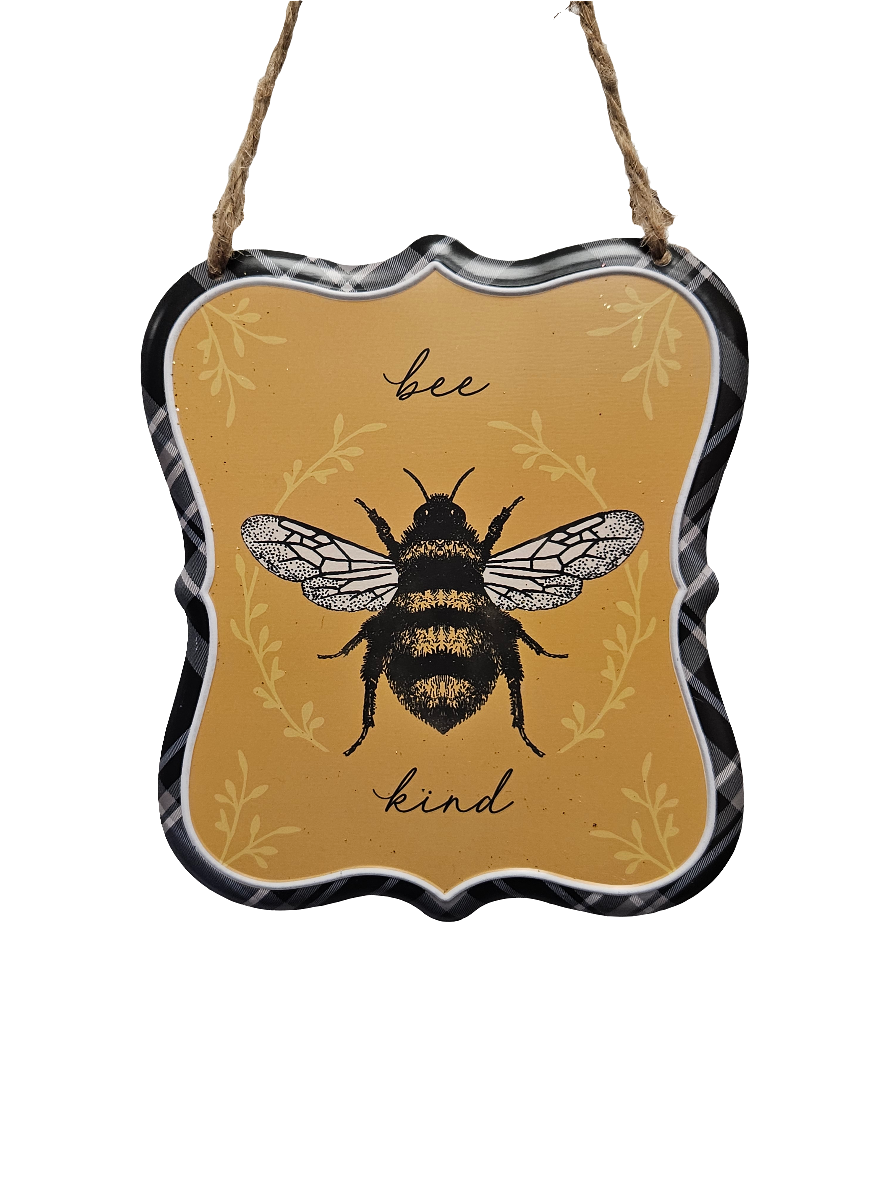 7” x 6” Embossed Tin Honey Bee Sign