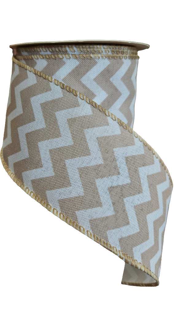 2.5" Chevron Ribbon: Color & White (10 Yards)