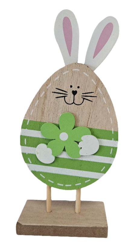 7" Easter Wooden Egg Shaped Bunny