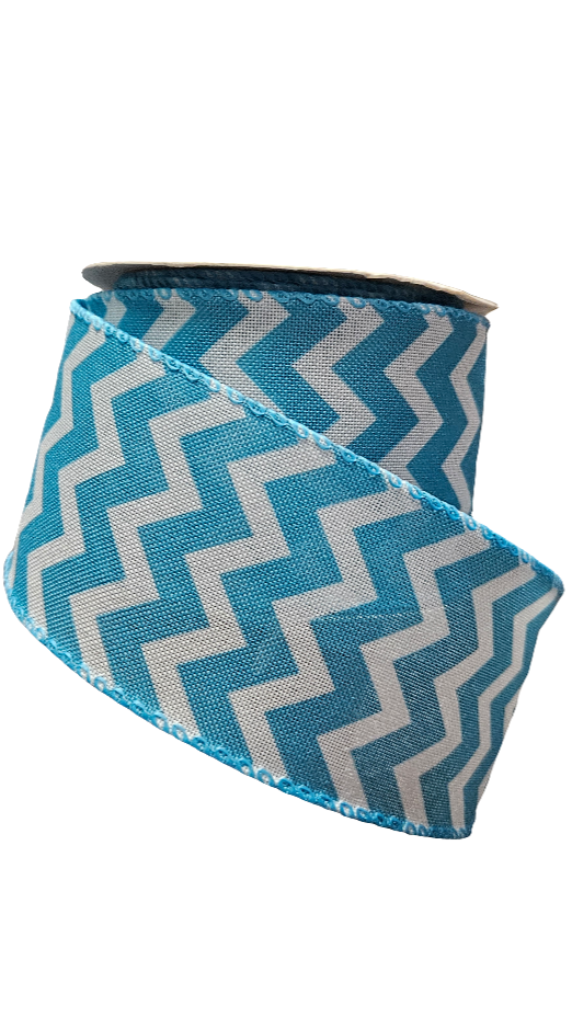2.5" Chevron Ribbon: Color & White (10 Yards)