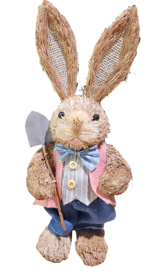 Straw Bunny w/ Clothing - 13"