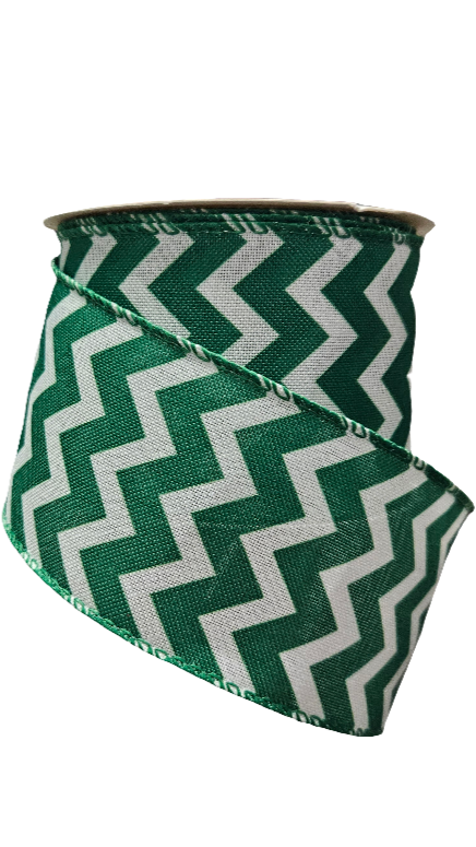 2.5" Chevron Ribbon: Color & White (10 Yards)