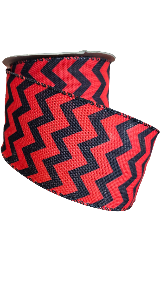 2.5" Chevron Ribbon: Color & White (10 Yards)