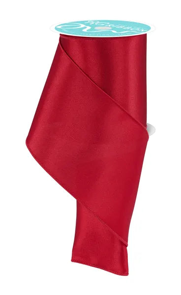 4"x10yds Single Face Thick Satin Dark Red