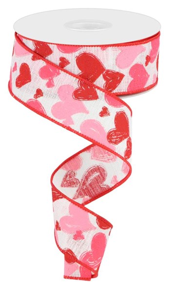 Hand Drawn Hearts Ribbon (10 Yards)