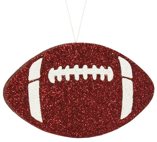 5"x3.125" Red Glitter Football Ornament