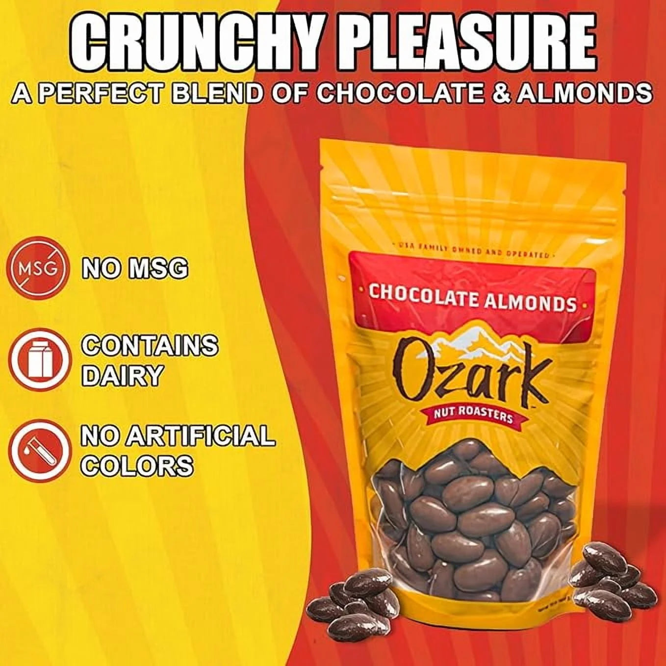 Ozarks Nut Roasters Chocolate Almonds 3oz Bag
