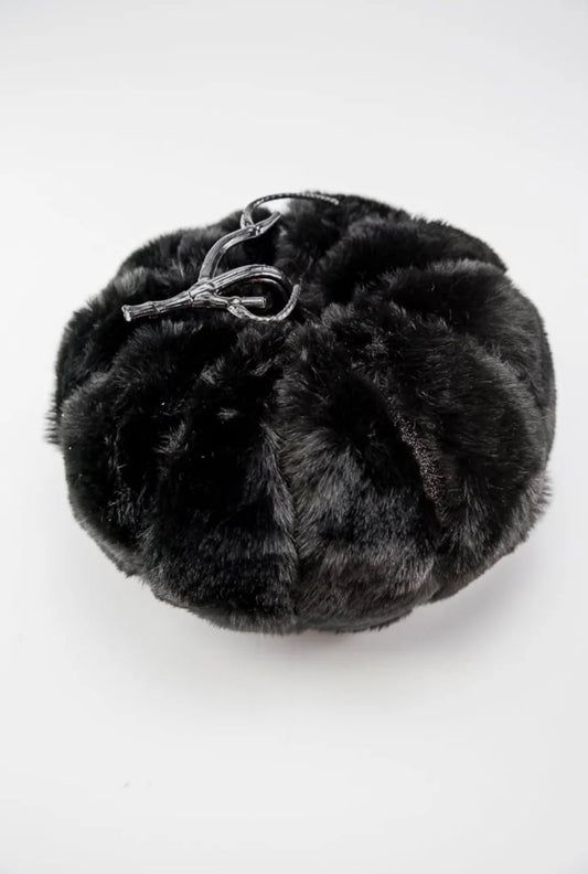 7" Faux Fur Pumpkin: Black