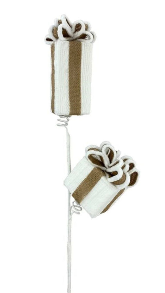 27" Jute Chenille Gift Box Spray