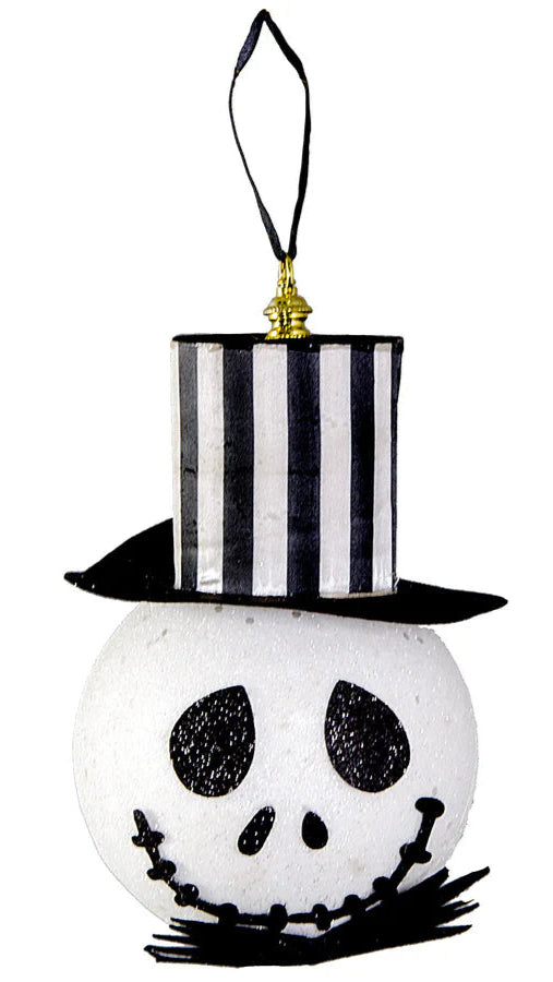 8" Smiling Jack Halloween Ornament: White & Black