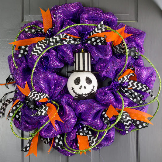 8" Smiling Jack Halloween Ornament: White & Black