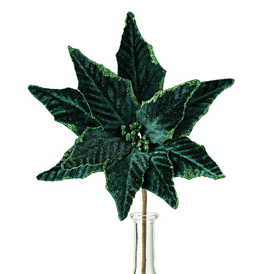 15" Velvet Poinsettia Picks
