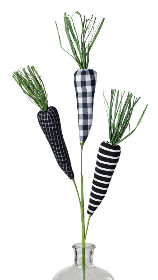 22" Fabric Carrot Pick: Black, White, Green