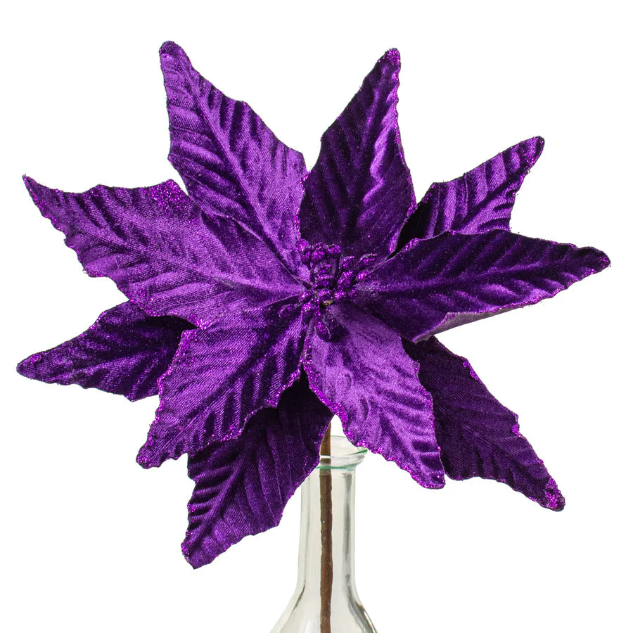 15" Velvet Poinsettia Picks