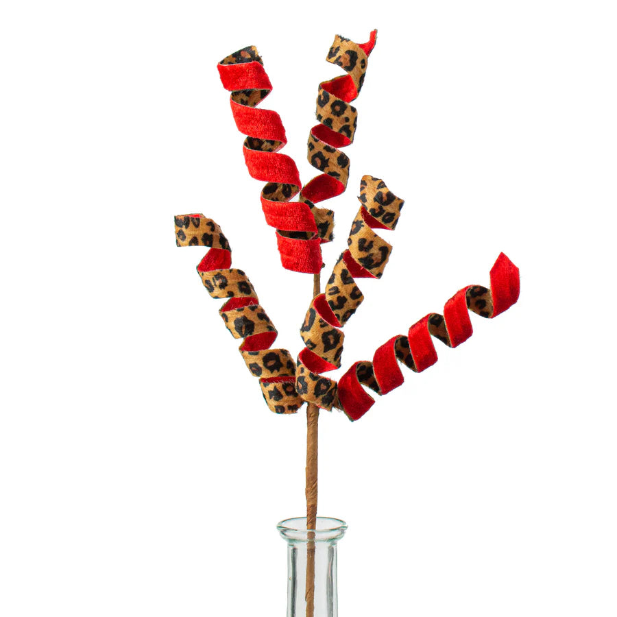 16" Double Sided Frizzy Curly Pick: Red & Cheetah