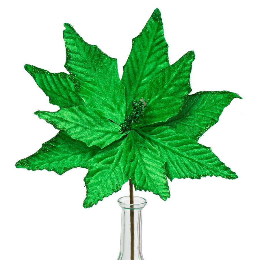 15" Velvet Poinsettia Picks