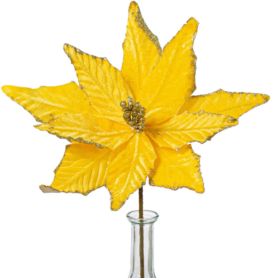 15" Velvet Poinsettia Picks