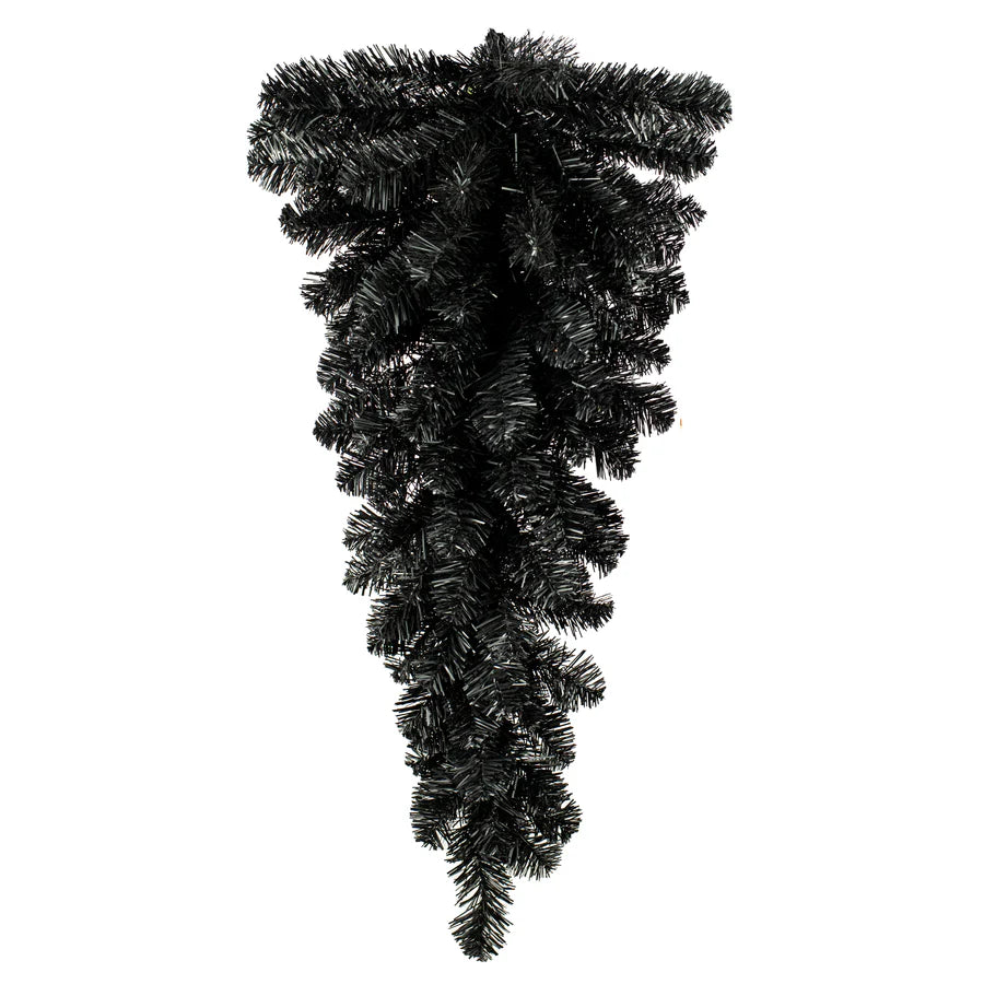 32" Pine Tinsel Teardrop Swag: Black