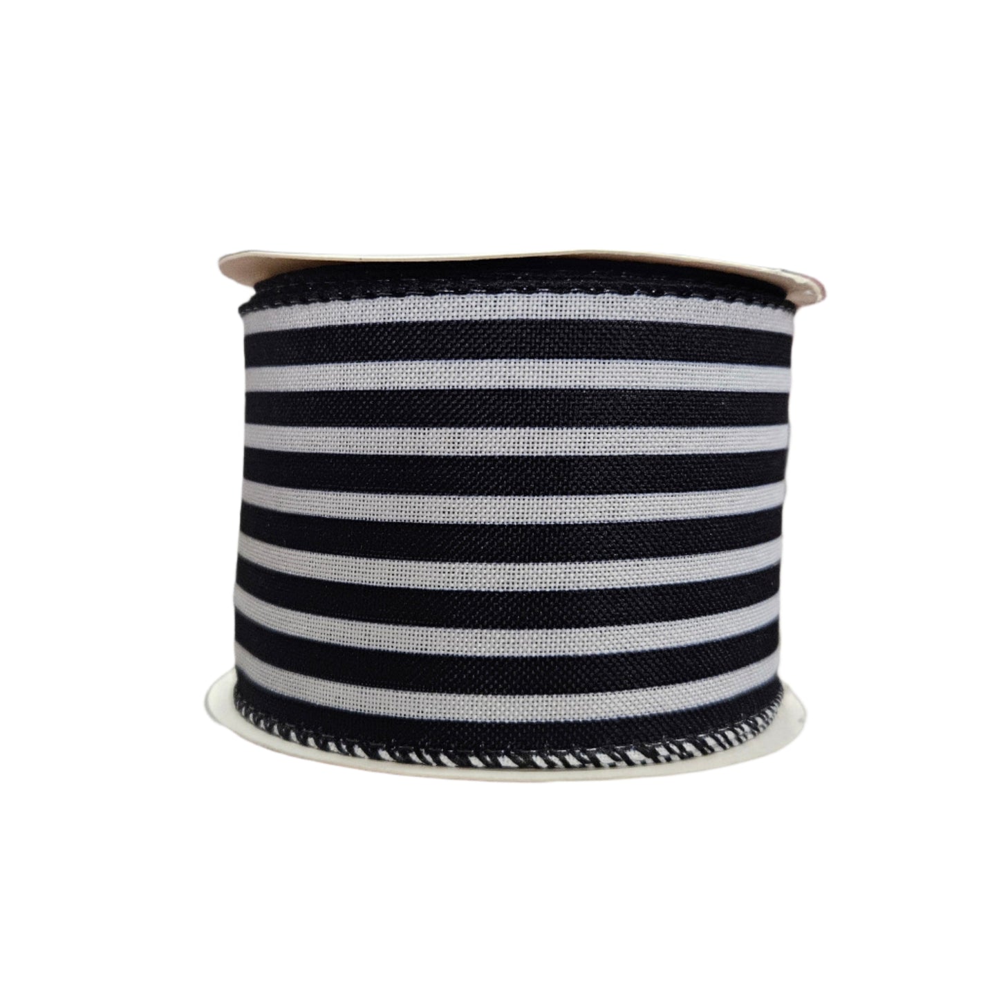 2.5" Horizontal Small Striped Ribbon: Black & White (10 Yards)