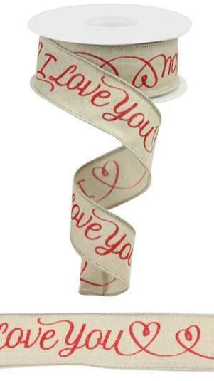 1.5" I Love You on Royal Ribbon (10 Yards)