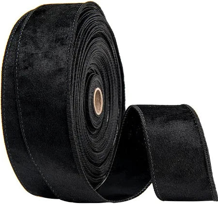 1.5" Plush Pressed Velvet Ribbon: Black (10 Yards)