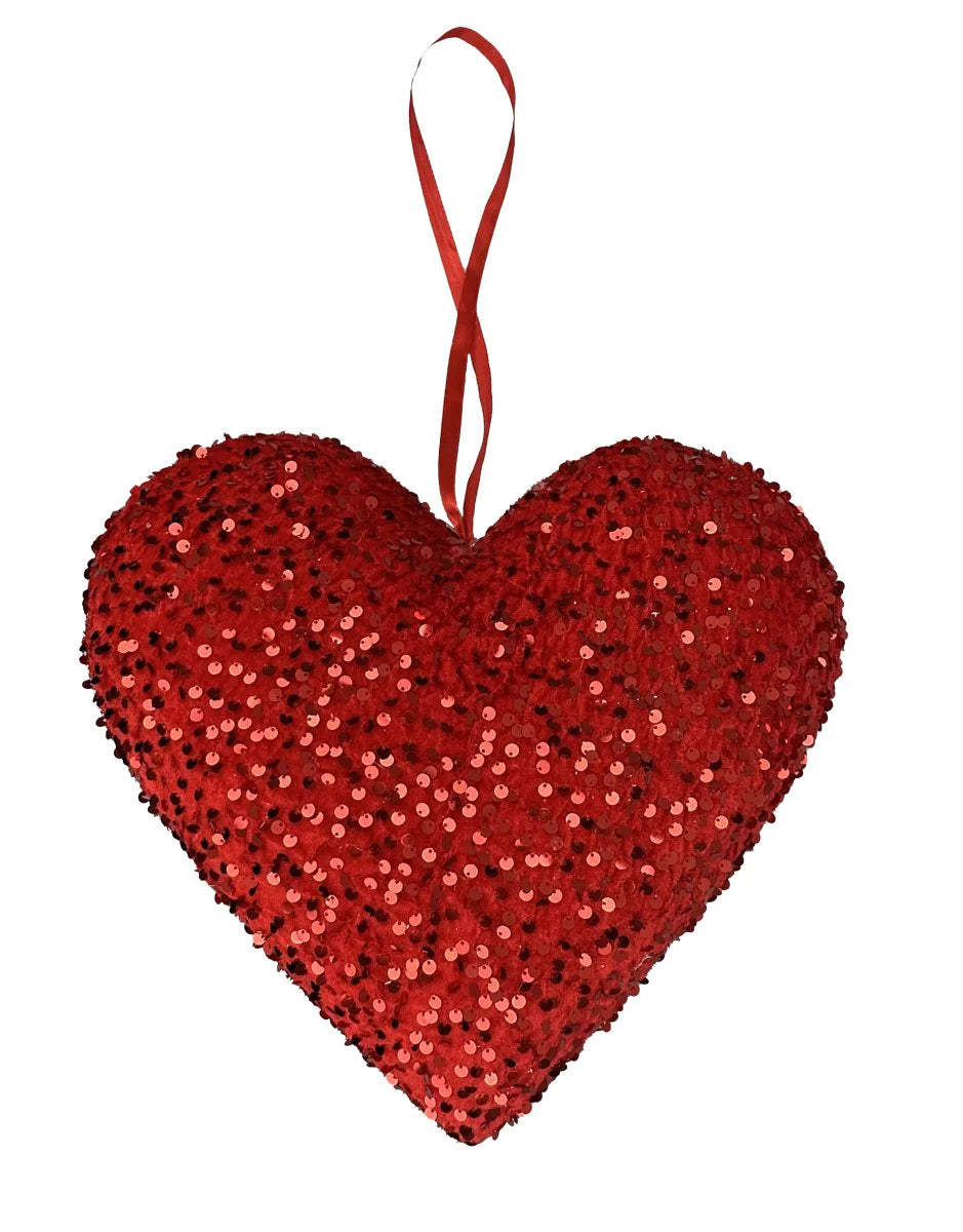 13" Red Sequin Heart