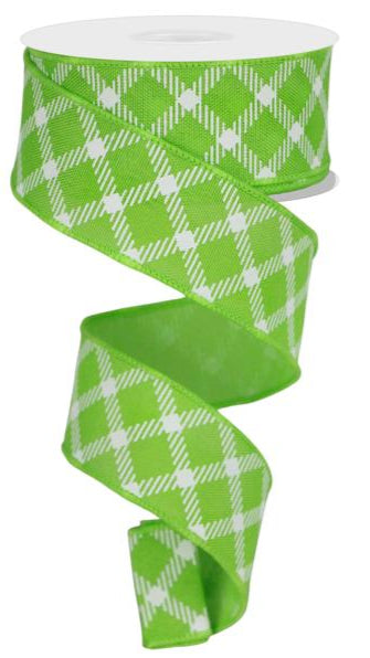 1.5" Diamond Check/ Faux Royal Burlap Ribbon (10 Yards)