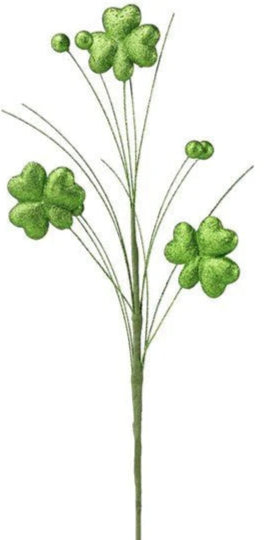 22.5" Glittered Shamrock Spray
