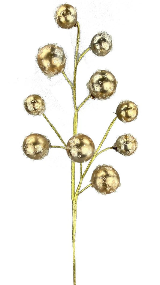 26" Ball Ornament Spray: Gold