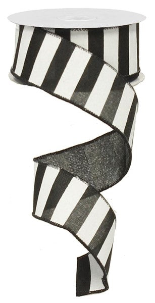 Horizontal Stripe Ribbon: Black & White (10 Yards)