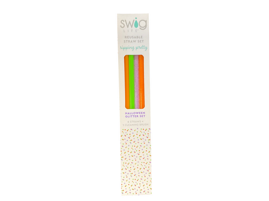Swig Life Reusable Straw Set - Halloween Glitter