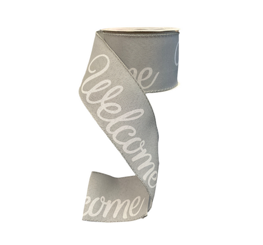 2.5" Welcome Ribbon - Grey (10 Yards)