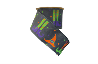 Halloween Ribbon 2.5 X 10 Yards - Witch Hats and Legs
