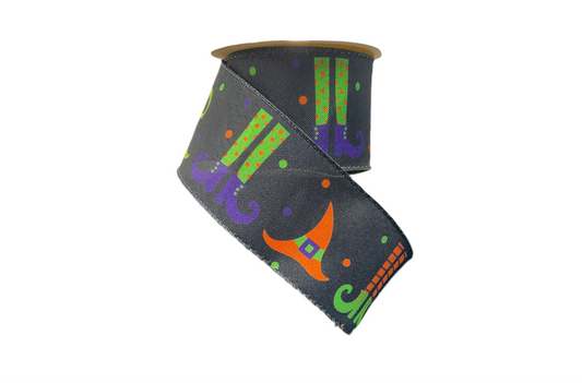 Halloween Ribbon 2.5 X 10 Yards - Witch Hats and Legs