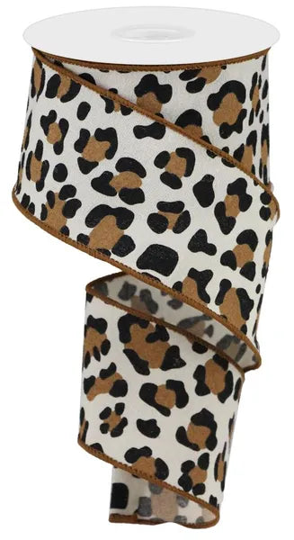 2.5" x 10yd Leopard Print/Faux Royal Ribbon