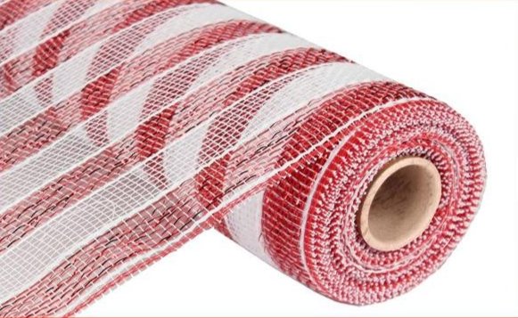 10" Thin Stripe Mesh: Red & White (10 Yards)