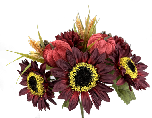 18" Sunflower Ball Mum Pumpkin Pine Bush