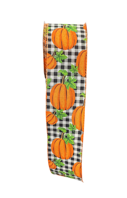 2.5” Pumpkin Check Ribbon x 10yds